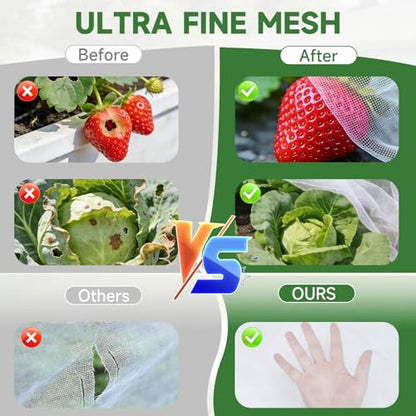 Garden Netting for Raised Beds 2PCS, Raised Garden Bed Plant Netting Cover Mesh with Drawstring for Garden Protection, Rectangular Bird Insect Netting Pest Barrier Screen for Vegetable, 4x2x1ft, White - color: 2pcs White Mesh