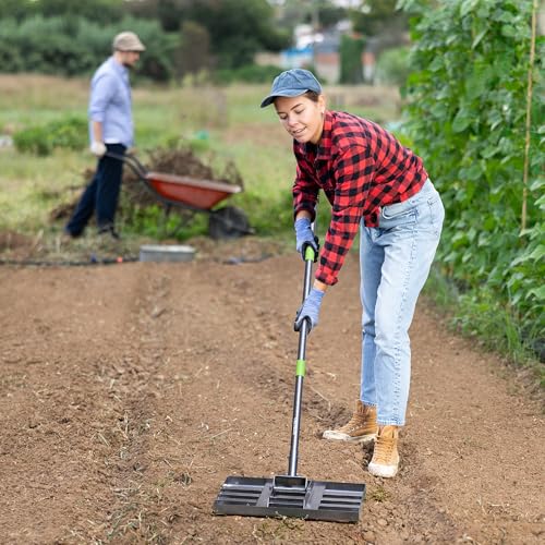 WORKPRO Lawn Leveling Rake, 17"x10" Rake with 75-Inch Adjustable Handle - size: 17''x10''-6FT