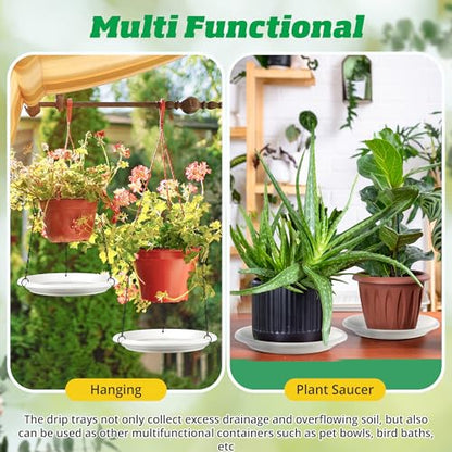 Hanging Planter for Plant, 12" Plant Saucer with Chain(5 Pcs,White) - color: White