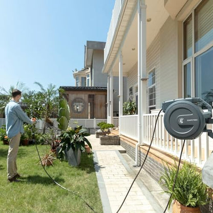 Giraffe Tools Retractable Garden Hose Reel Auto Rewind Wall Mount 5/8" 95FT - size: 5/8''90ft Metal Bracket