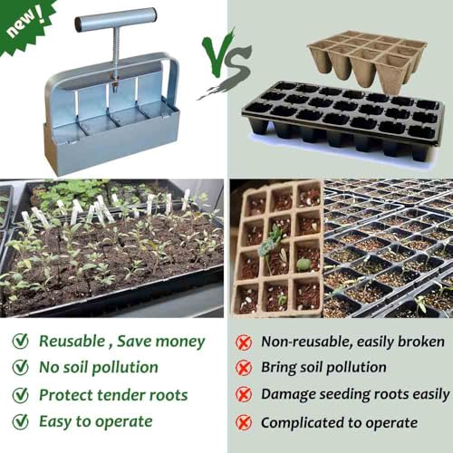2 Inch 4-Cell Handheld Heavy Duty Soil Block Maker for Seed Starting