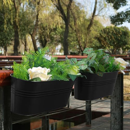 Railing Planter Box 16 Inch with Adjustable Brackets (4PCS)