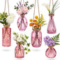 6 Pcs Stained Glass Hanging Propagation Vases, Pink - color: Pink Series