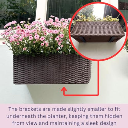 LaLaGreen Wall Planters Outdoor (20in, 2 Pack) Hanging Window Flower Boxes - color: Brown X 2