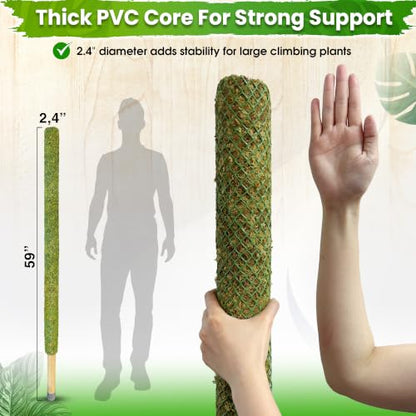 DUSPRO 59" Large Green Mesh Moss Pole Monstera Plant Support, (1pc., 59'') - size: 59" GREEN MESH MOSS POLE
