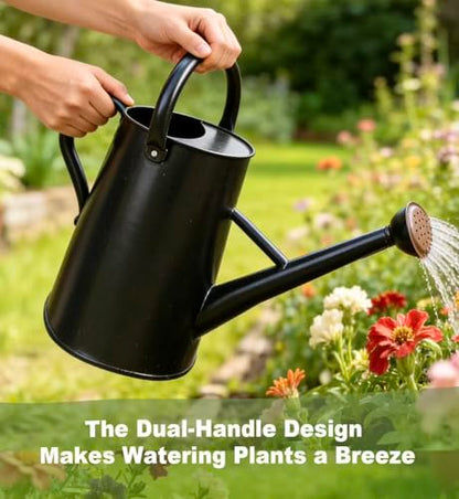 Watering Can for Outdoor&Indoor Plants，1.5 Gallon，Black - color: Black