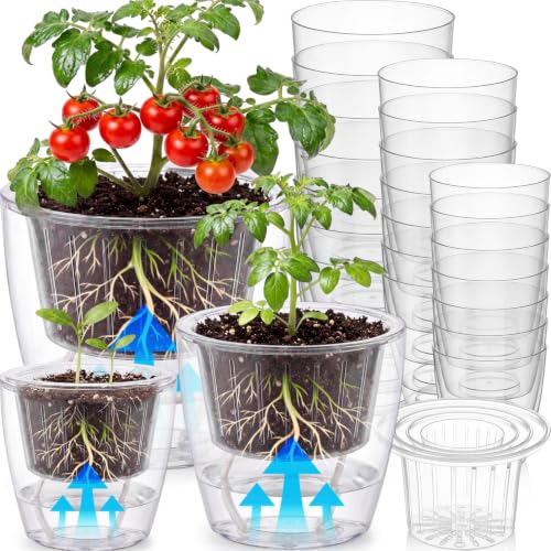 Self Watering Plant Pots, 5.1''/6.6''/7.2'', Transparent, 18 Pcs - color: Transparent, size: 5.1''/6.6''/7.2''