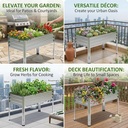 2PCS Galvanized Raised Garden Beds with Legs 48x24x32in - size: 2 PCS