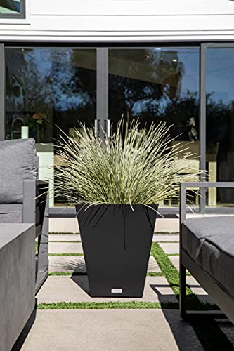 Veradek Pure Series Nobleton Planter - Tapered Square Outdoor Planter - color: Black, size: 22 inch