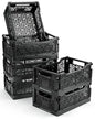 6-Pack Collapsible Plastic Storage Baskets, Stackable Bins with Label Slots