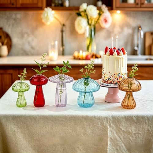 Mushroom Glass Propagation Station for Plants: Set of 5