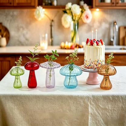 Mushroom Glass Propagation Station for Plants: Set of 5