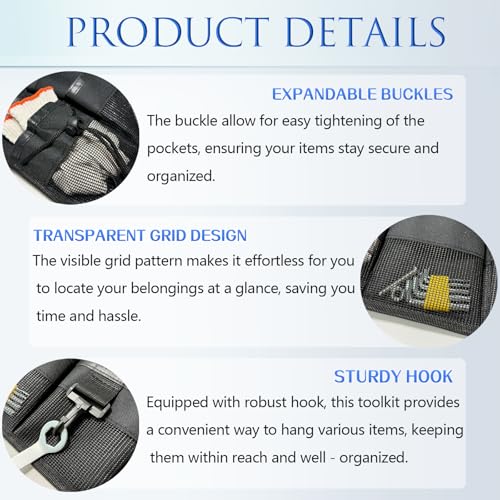 Tool Apron, 12.9x9Inch Garden Apron Adjustable Belt Utility Waist Pack Multi Compartment Suitable for Use in Restaurants, Gardening, Nursing,Construction Work