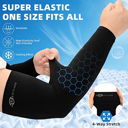 BHYTAKI UV Sun Protection Arm Sleeves, UPF 50 Sports Cooling Arm Compression Sleeves for Men Women Teenager - color: 2 Black+2 Dark Gray+2 Fluorescenct Green