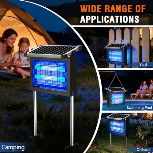 ZECHUAN Solar Bug Zapper Outdoor, Rechargeable Mosquito Zapper - color: Black