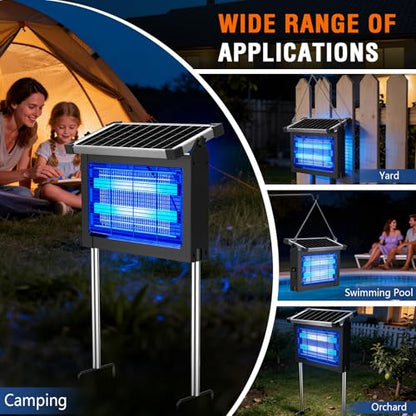 ZECHUAN Solar Bug Zapper Outdoor, Rechargeable Mosquito Zapper - color: Black