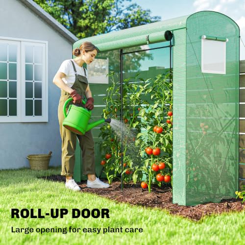 Outsunny Mini Greenhouse Portable Roll-Up Door 78.7" x 29.5" x 74" Green - color: Green