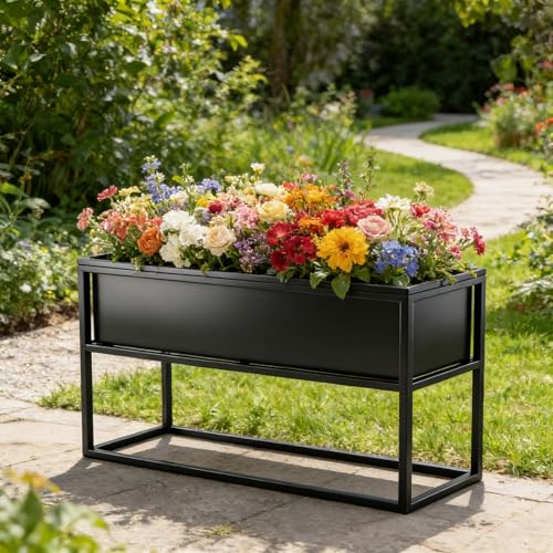 Raised Garden Bed Elevated Planter Box with Legs Black - size: 29.5"Lx11.8W"x16"H