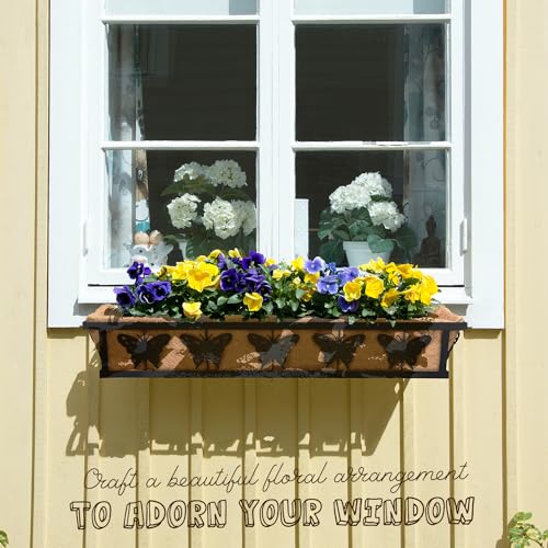 4-Pack 36IN Window Box Railing Hanging Planter Coco Liner Basket - color: 36in - Set 4