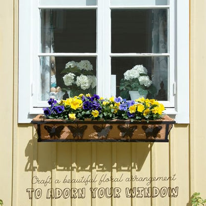 2-Pack 24IN Window Box Railing Hanging Planter Coco Liner Basket, S2 - color: 2pcs - 24in Style 2