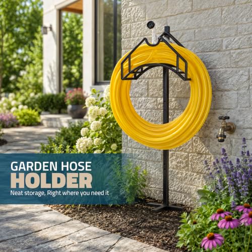 Utopia Home Freestanding Garden Hose Holder, 150 ft, Black