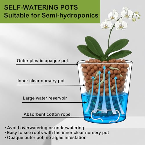 4 pack of 7in & 5in Double-Layer Self watering Pot with clear insert,white - color: White, size: 7in+5in