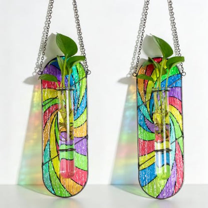 Hewory Stained Glass Window Hanging: 2PCS Propagation Stations, Rainbow - color: Multicolor