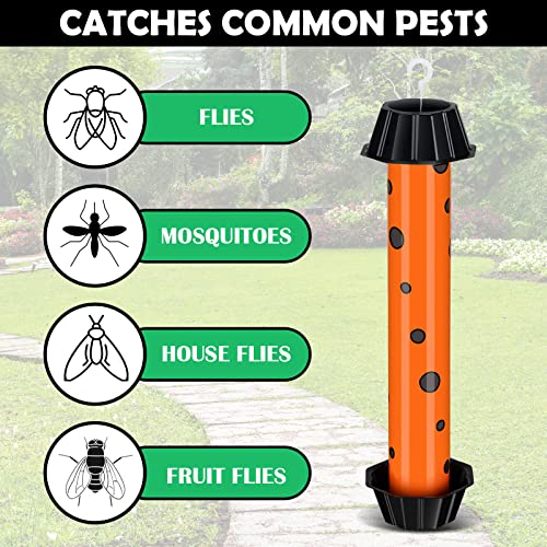 Qualirey 12 Pcs Sticky Fly Trap Indoor Outdoor with Hanging Hook - color: Orange, Black