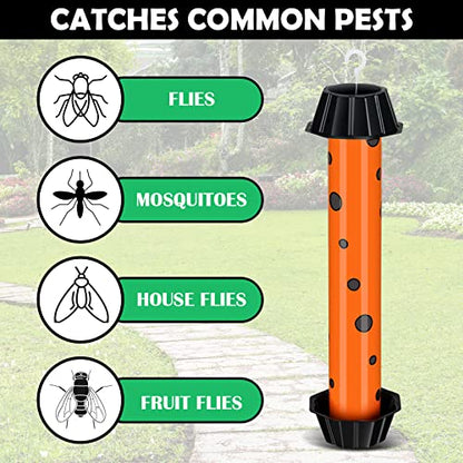 Qualirey 12 Pcs Sticky Fly Trap Indoor Outdoor with Hanging Hook - color: Orange, Black