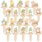 20pcs Garden Markers - Wooden Plant Labels with Funny Gnome Designs for Flowers & Vegetables