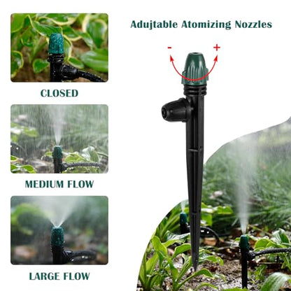 25PC Anti-Drop Drip Irrigation Spray on 6.3" Stake - style: 25pc-Adjustable Emitter