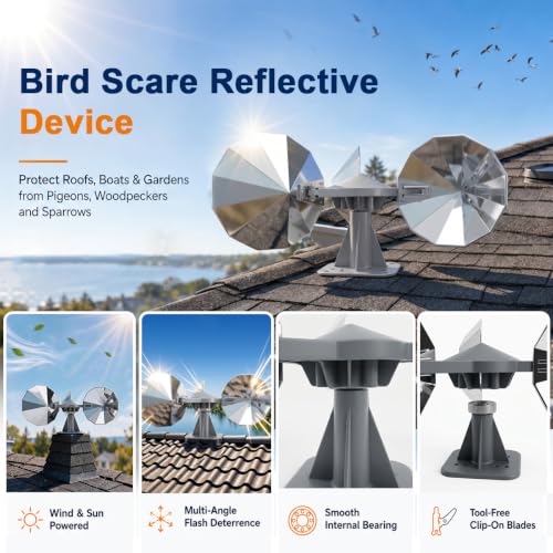 6 Pack Bird Scare Reflective Device, Wind Spinner with ABS Base - size: 6P