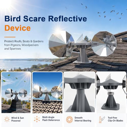 4 Pack Bird Scare Reflective Device, Wind Spinner with ABS Base - size: 4P