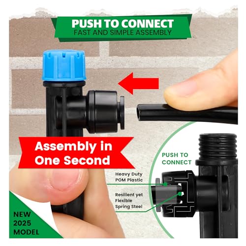 Bonviee 20-Pack 1/4-Inch Quick-Connect Adjustable Drip Emitters, Stream - size: 20 Pack - Stream Push-To-Connect Emitter