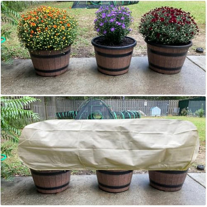 Plant Freeze Protection Cover,2Pack Rectangular Planter Frost Pot Cover,Frost Blankets with Drawstring for Garden Outdoor Balcony Windowsill and Raised Beds(3.2 * 1.6 * 1.6ft, Beige)