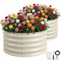 2Pcs Round Galvanized Raised Garden Bed 2x1 FT Metal Planter Box,White - color: White, size: 2x2x1FT(2Packs)