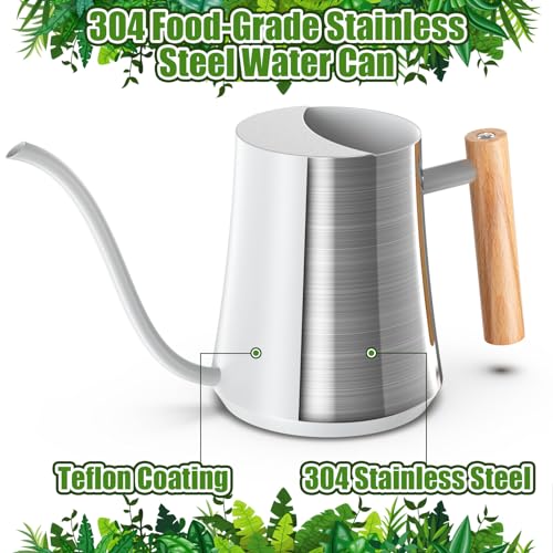 Green Moon 1L/35oz Metal Watering Can Indoor with Long Spout, White - color: White