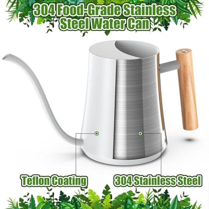 Green Moon 1L/35oz Metal Watering Can Indoor with Long Spout, White - color: White