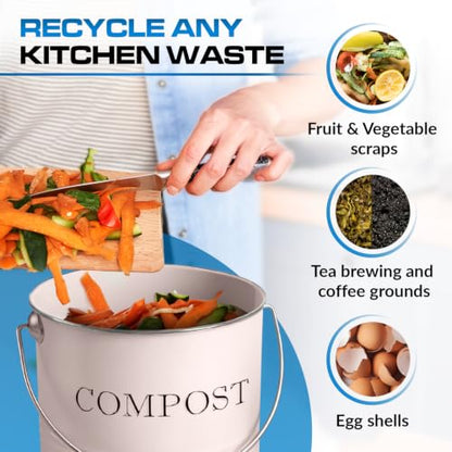 Plexon Countertop Compost Bin Kitchen, Kitchen Compost Bin 1.3 Gallon
