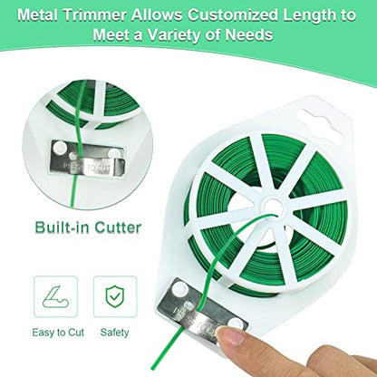 Shintop 328 Feet Garden Plant Twist Tie with Cutter for Gardening, Home, Office (Green) - color: green