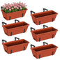 CADUKE 6 PCS Railing Planter Boxes Red Window Planter Boxes with Bracket - color: Red