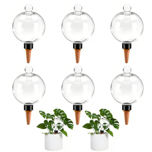 6pcs Plant Self Watering Globes with Covers, Plastic Water Bulbs Top Fill, Plant Watering Devices System Slow Release Terracotta, Water Spikes Stakes for Indoor (6) - size: 6pack