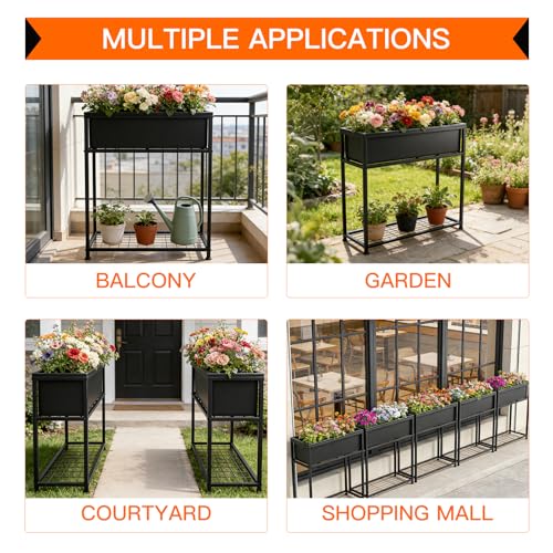 Raised Garden Bed Elevated Planter Box with Legs Black - size: 27.55"Lx10.03W"x28.53"H