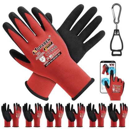 7 Pairs Safety Work Gloves Seamless Nylon Knit MicroFoam Nitrile Coated - size: Small, style: 7 Pairs,red