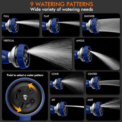 RESTMO Hose Nozzle Heavy Duty, Metal Water Hose Sprayer for Garden - color: Blue, size: 9 Watering Patterns