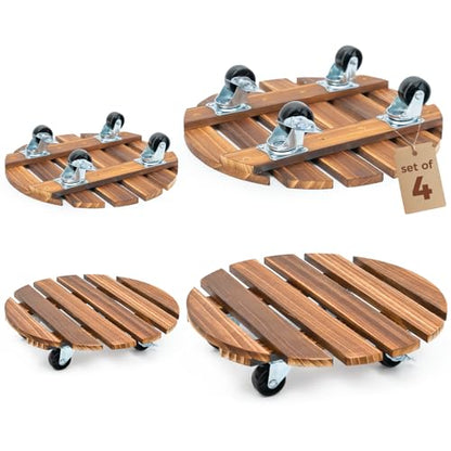 Bamworld Plant Caddy 12 Inch with Locking Wheels 4 Pack - size: 12inch-Round-4 pack