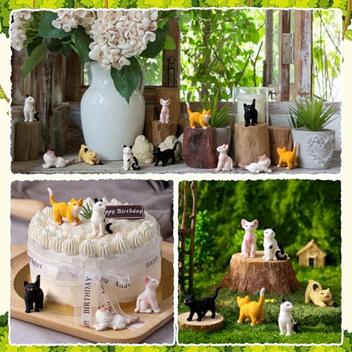 CroBlissful 36 Pcs Mini Resin Cat Figurines Miniature Cat Figurines Bulk