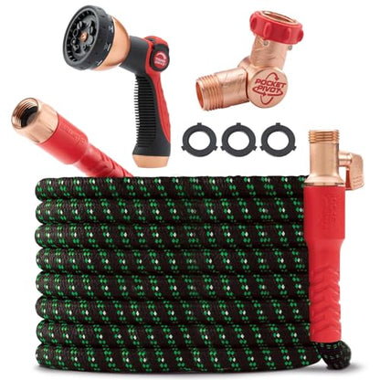 Pocket Hose Ballistic Double UV Edition 100 FT Expandable Garden Hose w/Pocket Pivot Swivel Connector, Anti-Burst Sleeve Reinforced w/Bulletproof Fiber, Lightweight, No-Kink, Compact, AS SEEN ON TV - size: 100 FT
