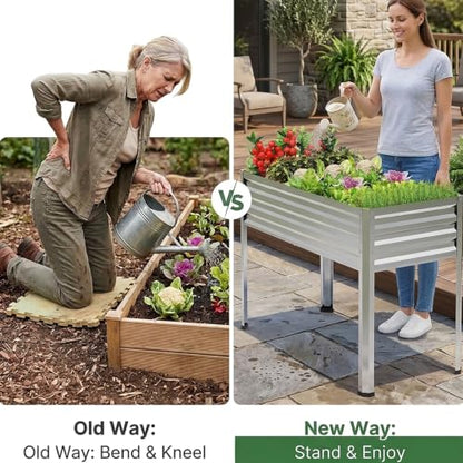 2PCS Galvanized Raised Garden Beds with Legs 48x24x32in - size: 2 PCS