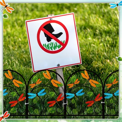 Yaocom 6 Pack Dragonfly Garden Fence 16.5" H x 11.8" W Metal Border - style: Dragonfly